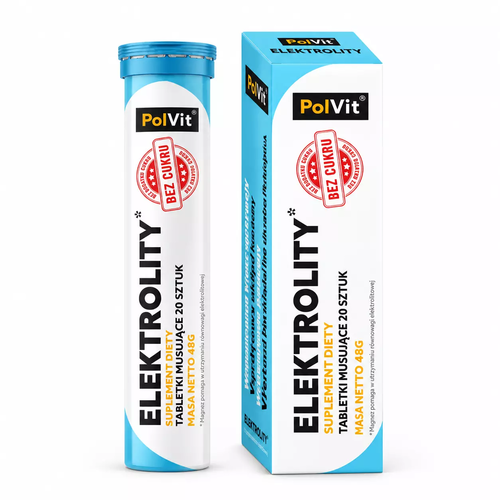 Zdjęcie produktu PolVit Elektrolity + Cytrynian i Jabłczan tabletki musujące (20 sztuk / 48g)