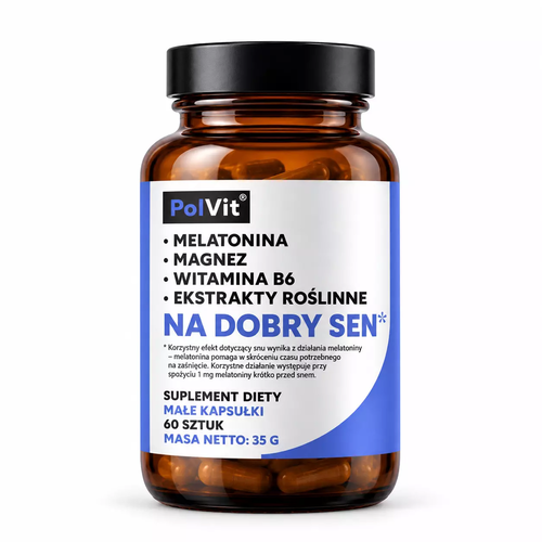 Zdjęcie produktu PolVit Melatonina z ziołami na dobry sen kapsułki (30 sztuk)